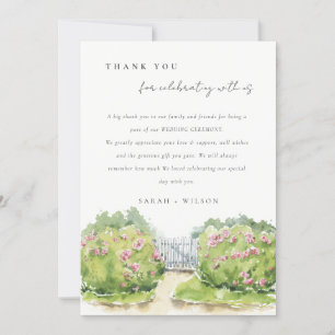 Carte De Remerciements Elégant Pastel Aquarelle Cottage Jardin Mariage
