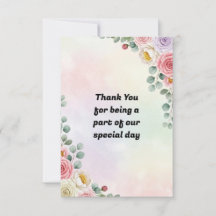 Elegant Pastel Floral Wedding Thank You Card