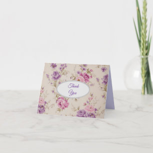 Carte De Remerciements Élégant Pastel Rose & Purple Garden Blooms