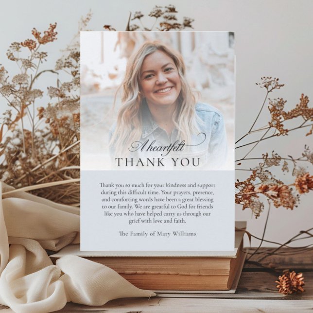 Carte De Remerciements Elegant Photo Blue Christian Funeral Thank You (Créateur téléchargé)