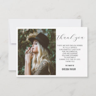 Carte De Remerciements Elégant Photo Sympathy Funeral Personnalisé