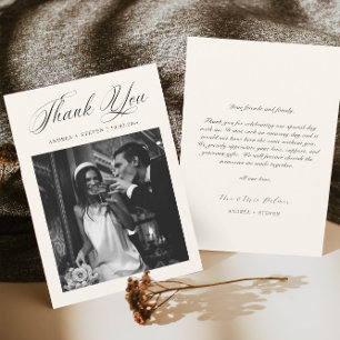Carte De Remerciements Élégant Photo Vieux Mariage d'argent