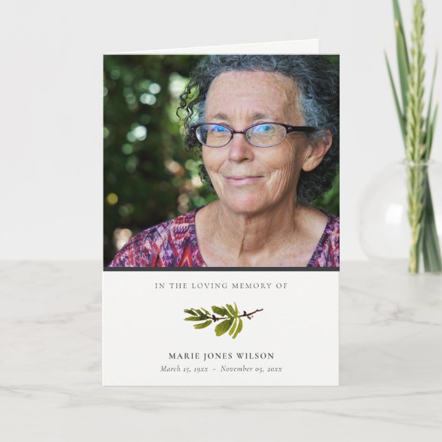Carte De Remerciements Élégant Pine Branche Faune Photo Sympathy Memorial (Devant)