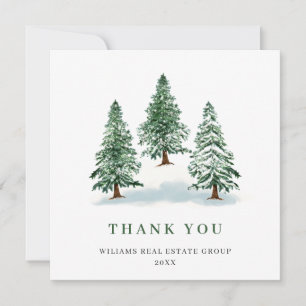 Carte De Remerciements Élégant Pine Tree Noël Entreprise Fête