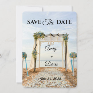 Carte De Remerciements Elegant Pink Floral Fully Editable Save the Date