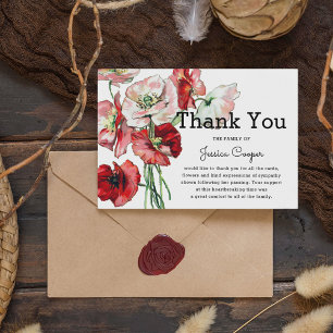 Carte De Remerciements Élégant Poppies d'aquarelle   Funérailles