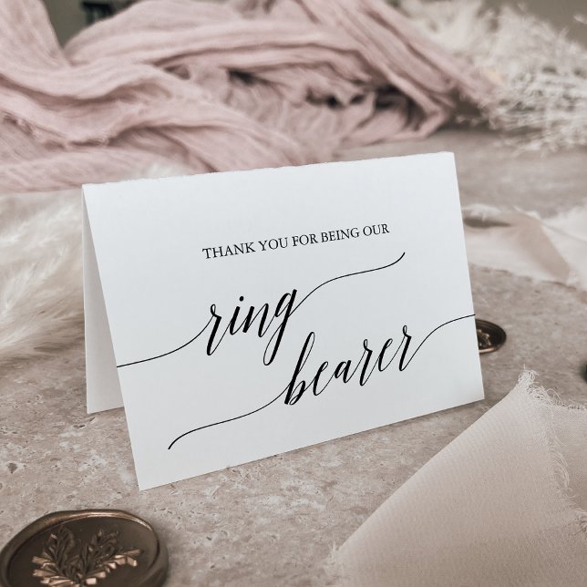 Carte De Remerciements Élégant Porteur de bague de calligraphie noire (Créateur téléchargé)