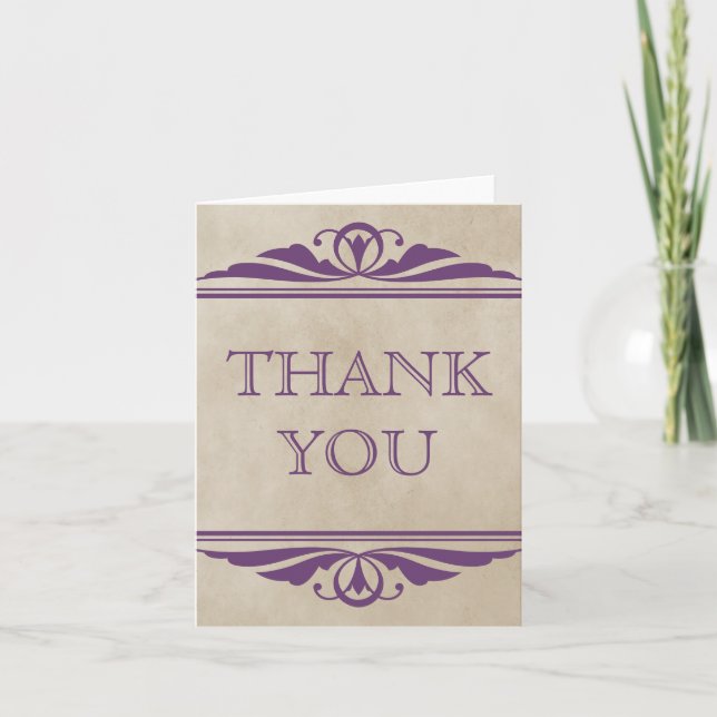 Carte de remerciements élégant pourpre de Deco (Devant)