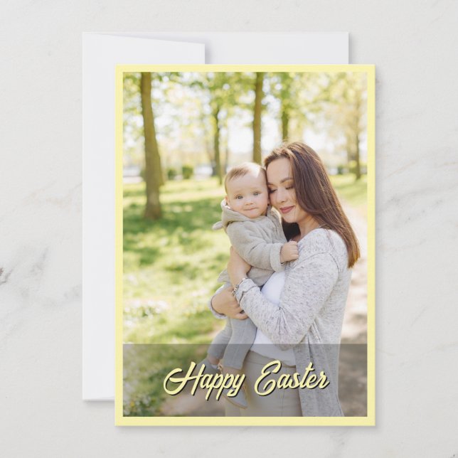 Carte De Remerciements Elegant Pretty Pastel Chic Photo Happy Easter (Devant)