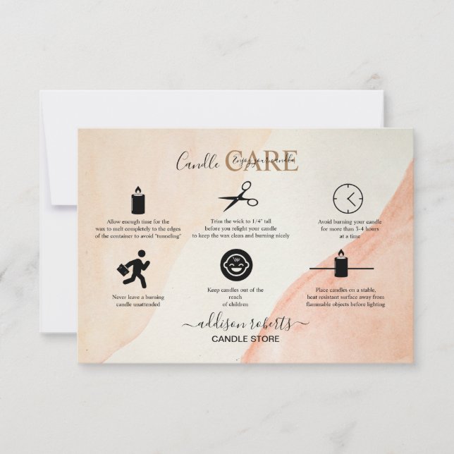 Carte De Remerciements Elégant professionnel en terre cuite Candle Care M (Devant)