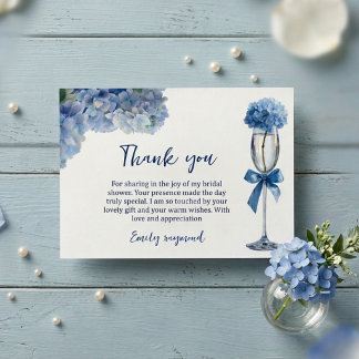 Carte De Remerciements Élégant quelque chose de bleu Hydrangea Floral Mar