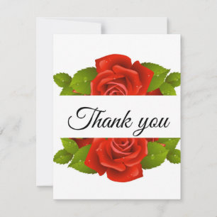 Carte De Remerciements Elegant Red Roses Thank You Card