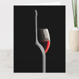 Carte De Remerciements Elegant Red Wine Glass & Bottle. Black Background