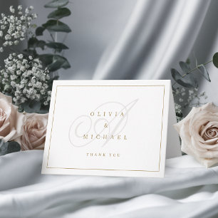 Carte De Remerciements Élégant remerciement de mariage à monogramme calli