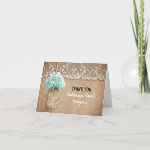 Carte De Remerciements Élégant remerciement de mariage dans un pot mason 