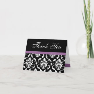 Carte De Remerciements Élégant Remerciement de Mariage Monogramme en Dama