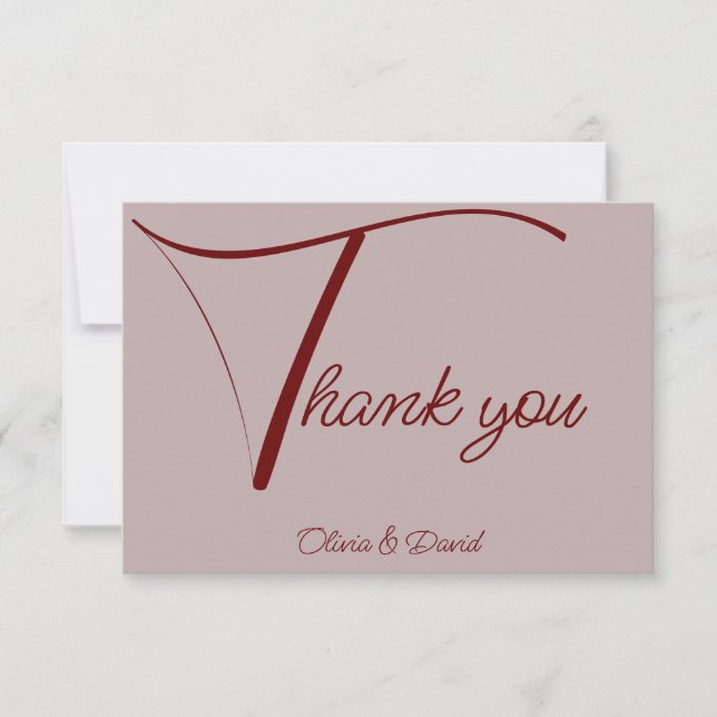 Carte De Remerciements Élégant Rose Dusty (Devant)