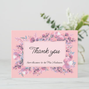 Carte De Remerciements Élégant Rose Dusty Floral