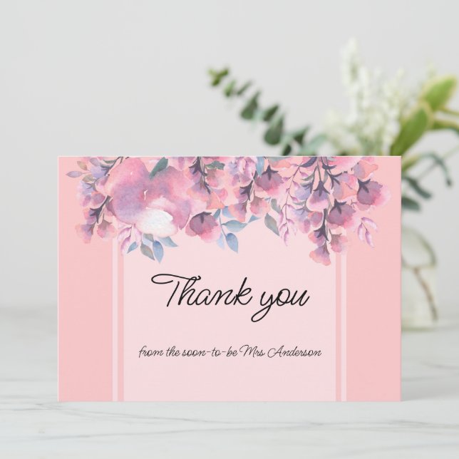 Carte De Remerciements Élégant Rose floral Dusty (Debout devant)