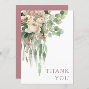 Carte De Remerciements Élégant Rose floral Mariage rose