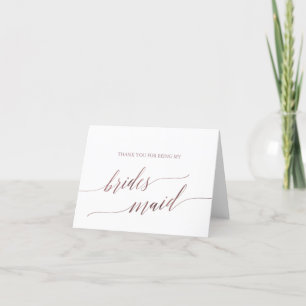 Carte De Remerciements Élégant Rose Gold Calligraphy Bridesmaid