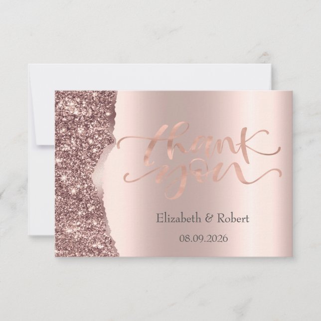 Carte De Remerciements Elegant Rose Gold Glitter Script  (Devant)