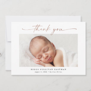 Carte De Remerciements Élégant Rose Gold Script photo bébé