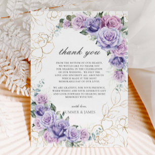 Carte De Remerciements Élégant Rose Lavender violet Lavender Mariage