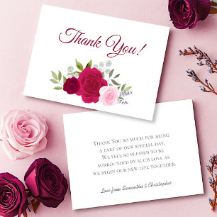 Carte De Remerciements Élégant Rose Magenta & Boho rose