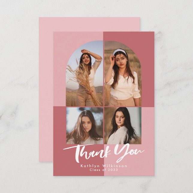 Carte De Remerciements Élégant Rose Pink Arch 4 Diplôme photo (Devant / Derrière)