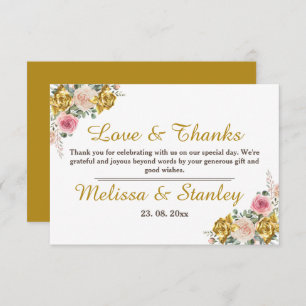 Carte De Remerciements Élégant rose, Rose Eucalyptus Mariage floral