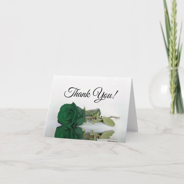 Carte De Remerciements Élégant Rose vert émeraude photo Mariage intérieur (Devant)