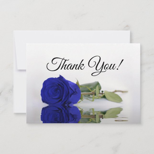 Carte De Remerciements Elegant Royal Blue Mirrored Rose Simple Wedding (Devant)