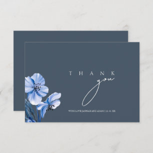 Carte De Remerciements Élégant Royal Blue Opulence Floral Mariage