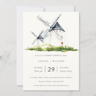 Carte De Remerciements Elégant Rustic Farm Windmill Thème Mariage Inviter