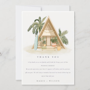 Carte De Remerciements Élégant Rustique Tropical Palm Beach Shack Mariage