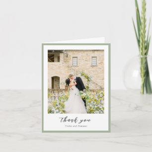 Carte De Remerciements Elégant Sage Green Photo Mariage moderne