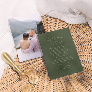 Carte De Remerciements Elegant Sage Green Simple Photo Mariage