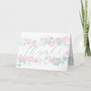 Carte De Remerciements Élégant script à éclaboussures d'aquarelle rose et