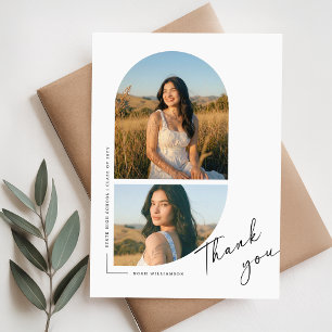 Carte De Remerciements Élégant Script Arch Photo Fête de Remise des Diplô