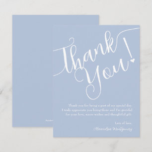 Carte De Remerciements Élégant Script Baby shower garçon bleu