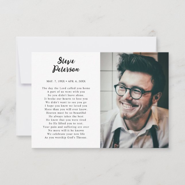 Carte De Remerciements Élégant Script Calligraphie Photo Sympathie Funéra (Devant)