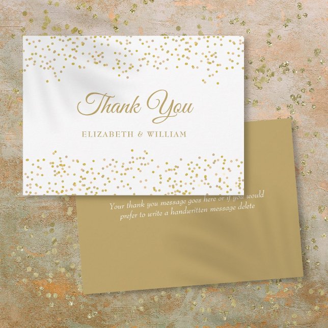 Carte De Remerciements Élégant Script Chic Poussière d'Or Confettis (Elegant Script Chic Gold Dust Confetti Thank You Card)