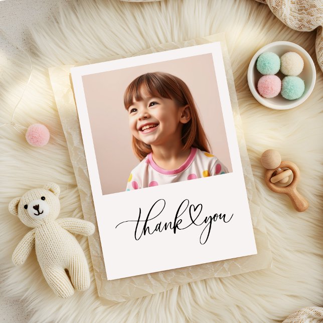 Carte De Remerciements Élégant Script Coeur Minimaliste Anniversaire (Créateur téléchargé)