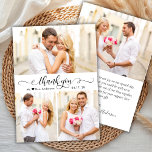 Carte De Remerciements Élégant script de calligraphie 3 Photo Collage Mar<br><div class="desc">Moderne Élégante Calligraphie Mariage 3 Photo Collage Carte de remerciements. Modèle mariage élégant avec trois (3) photos sur le devant et une (1) photo sur le côté arrière. Avec le texte "merci" dans une tourbillonnant police de calligraphie ou de script de typographie en noir sur arrière - plan blanc. Petit...</div>