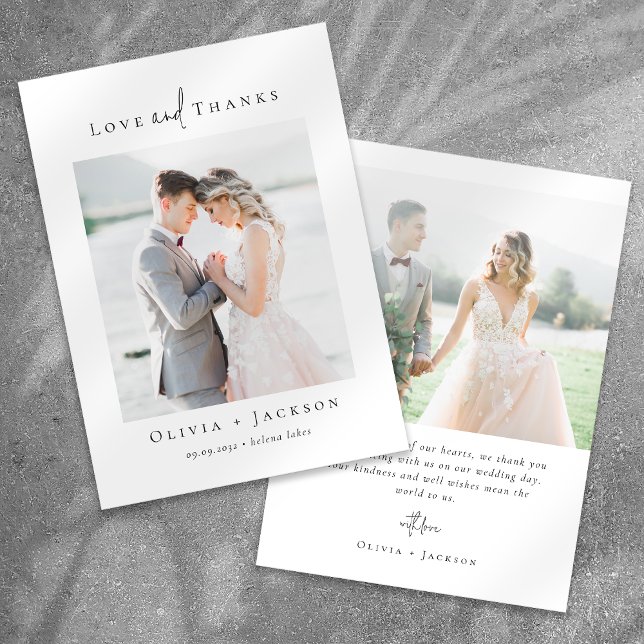 Carte De Remerciements Élégant script Mariage photo complet (Créateur téléchargé)