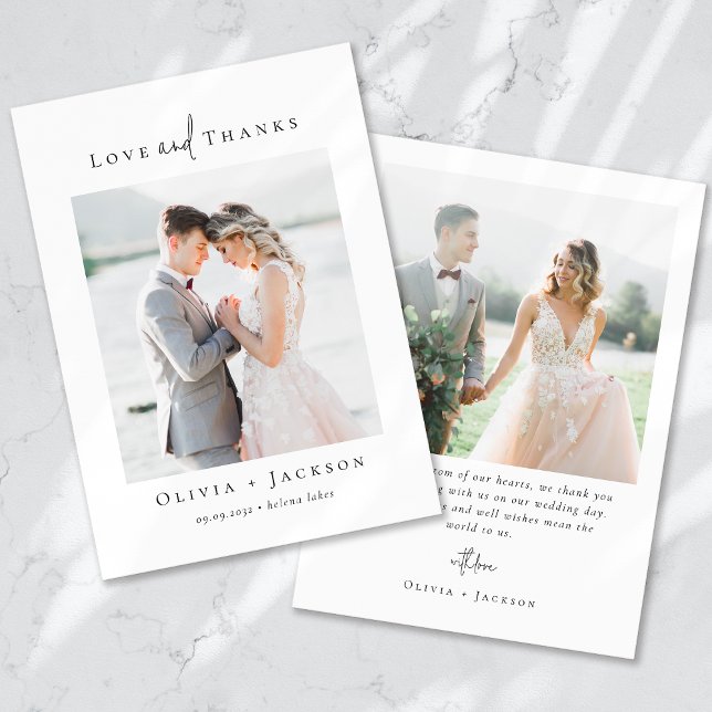 Carte De Remerciements Élégant script Mariage photo complet (Créateur téléchargé)
