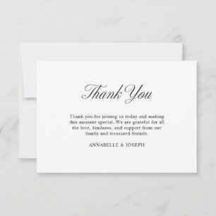 Carte De Remerciements Élégant script minimaliste Mariage blanc formel