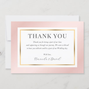 Carte De Remerciements Élégant Script minimaliste rose vif Or moderne
