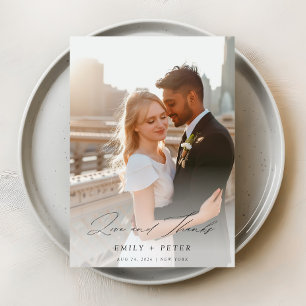 Carte De Remerciements Élégant Script Moderne 2 Mariage photo